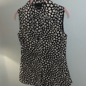 Cynthia Rowley Black and White Heart Blouse
